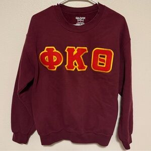 Phi Kappa Theta Fraternity Crewneck Sweatshirt – Maroon/Gold (Gildan DryBlend, M